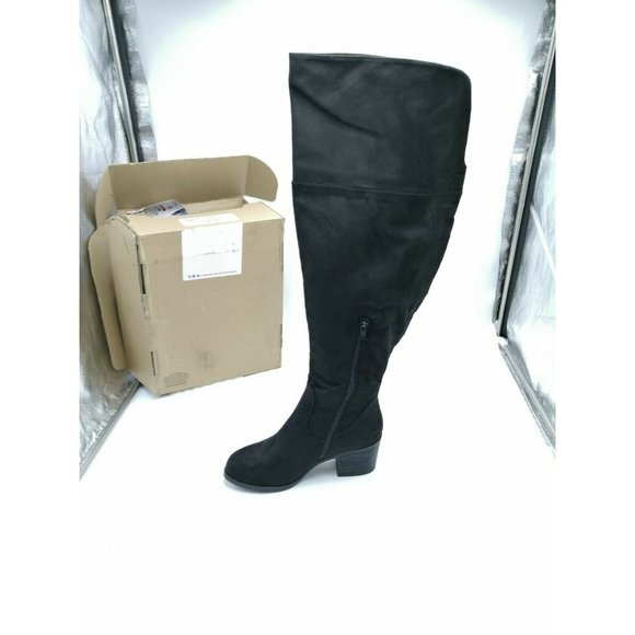 Journee Collection Sana Wide Calf Over-The-Knee Boots Shoes Black Women's US 10 - Picture 4 of 8